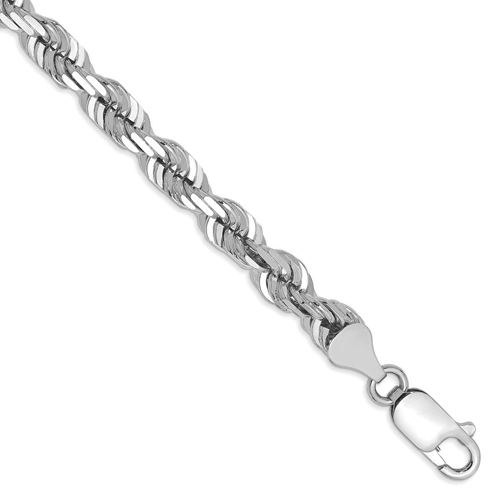 Charlie & Co Jewelry | 14k White Gold 8 Inch 5.5mm Diamond-cut Rope With Lobster Clasp Chain Bracelet - Model 040W
