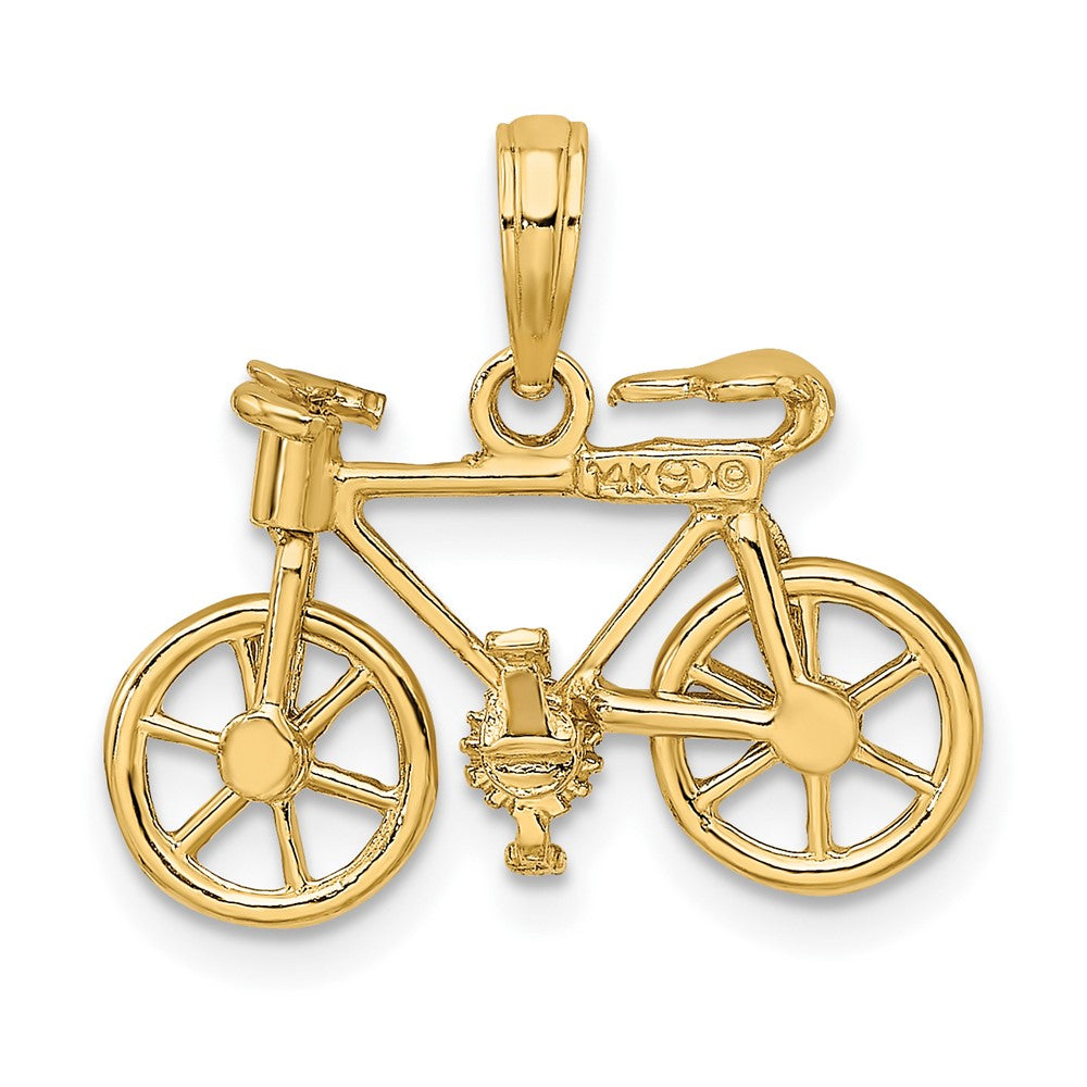 Gold 3D Moveable Bicycle Charm Model-D2945 - Charlie & Co. Jewelry