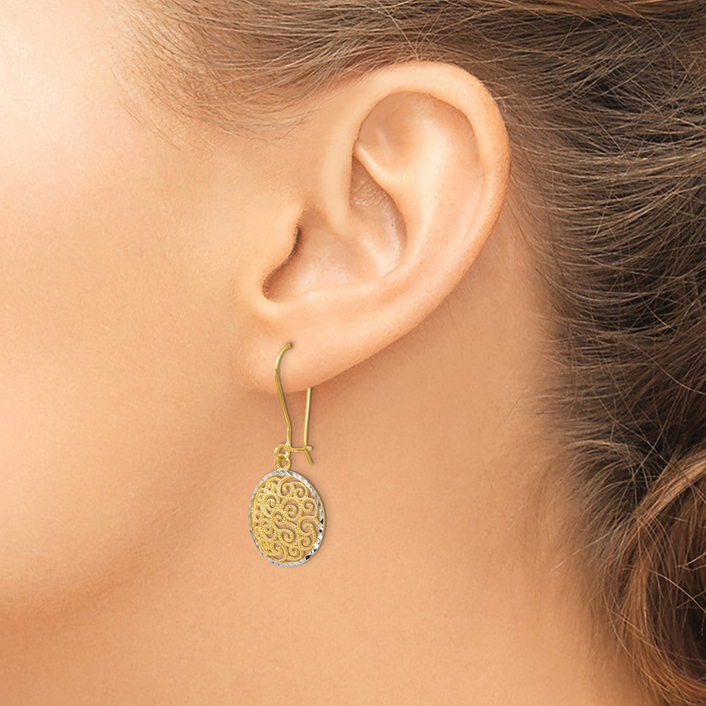 Gold Leslie's 14K Two-tone Filigree Dangle Earrings - Model 143A - Charlie & Co. Jewelry