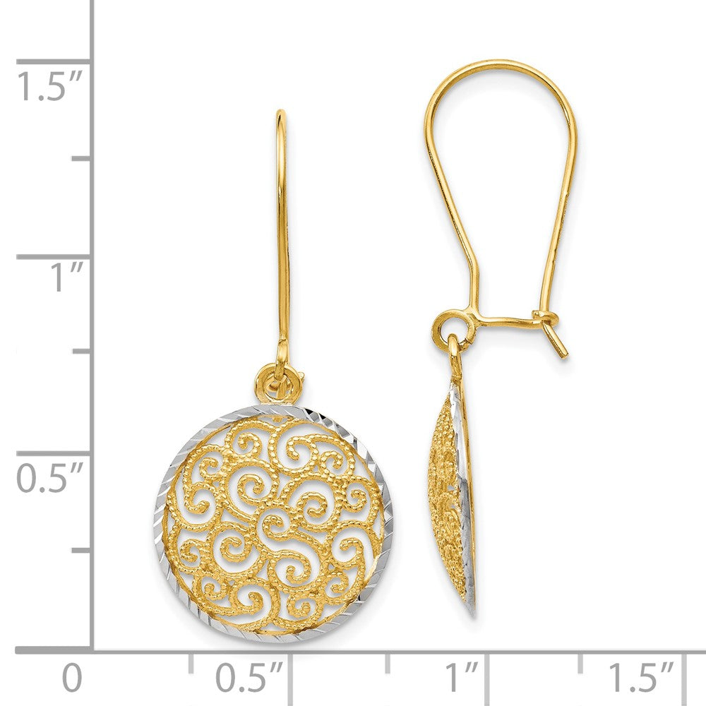 Gold Leslie's 14K Two-tone Filigree Dangle Earrings - Model 143A - Charlie & Co. Jewelry