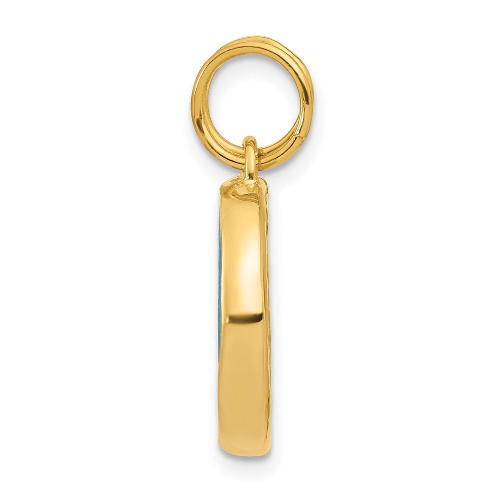 Gold Pendant with Turquoise Color Opaline Glass Evil Eye Model-14KUPD33Y - Charlie & Co. Jewelry