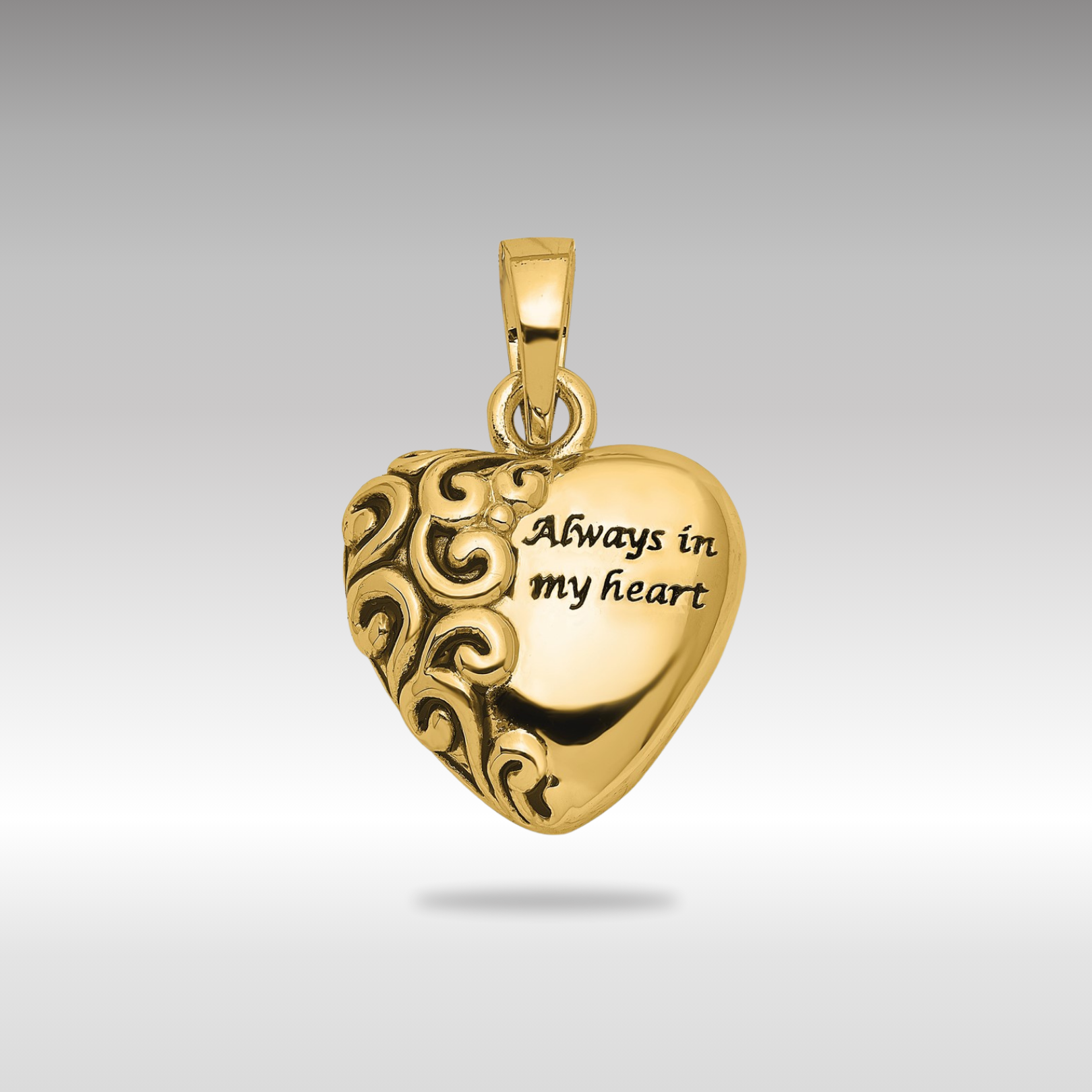 Gold Sentimental Expressions Heart Remembrance Ash Holder Necklace Pendant - Charlie & Co. Jewelry