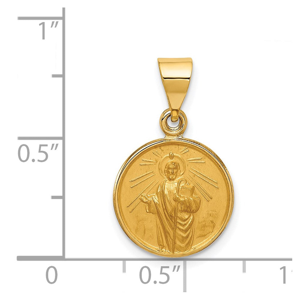 18K Gold Saint Jude Thaddeus Solid Medal Charm - Charlie & Co. Jewelry