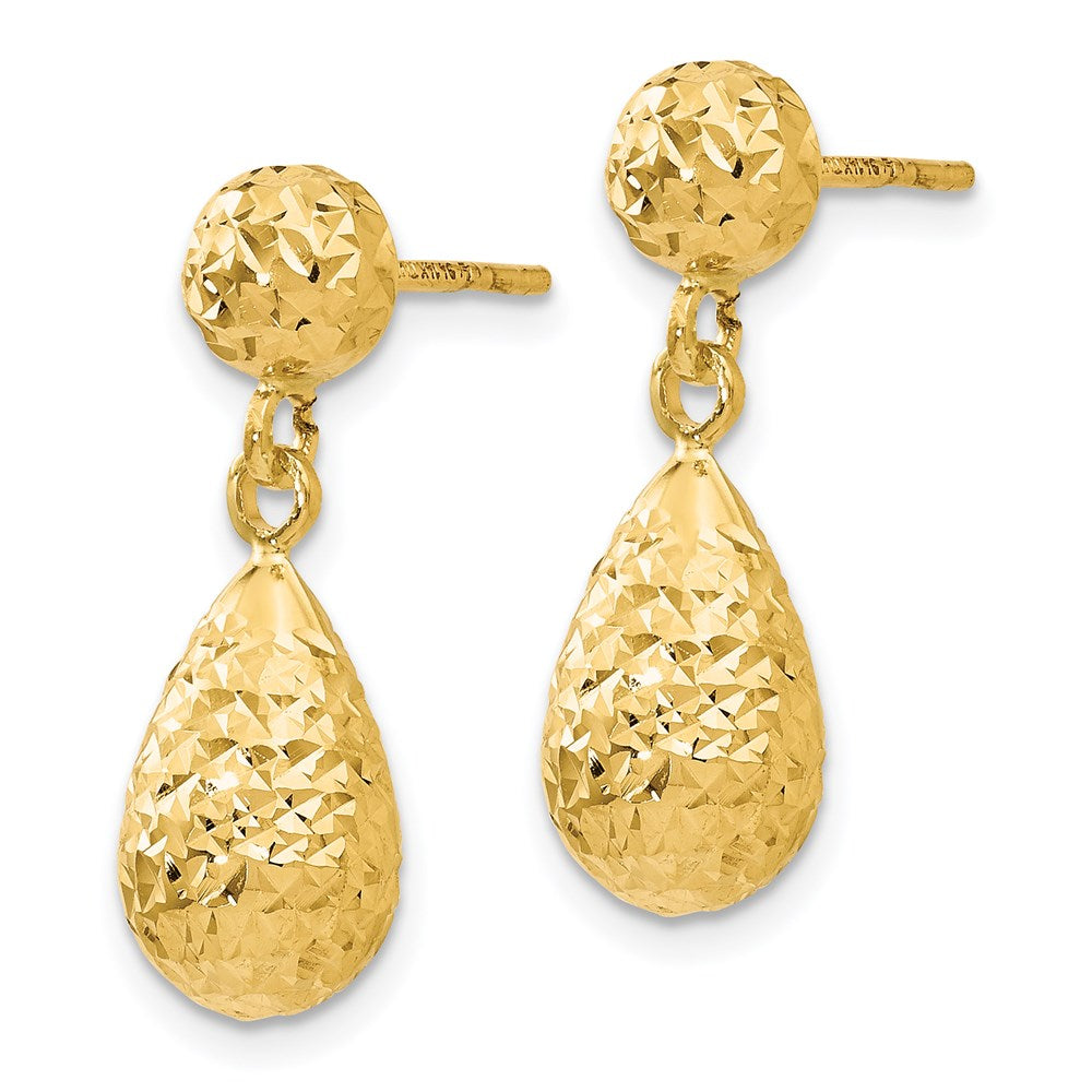 Gold Diamond Cut Post Dangle Earrings - Model 22J - Charlie & Co. Jewelry