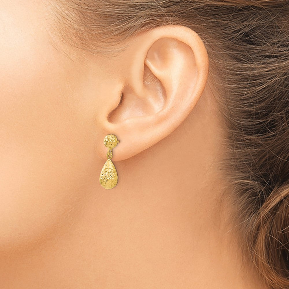 Gold Diamond Cut Post Dangle Earrings - Model 22J - Charlie & Co. Jewelry