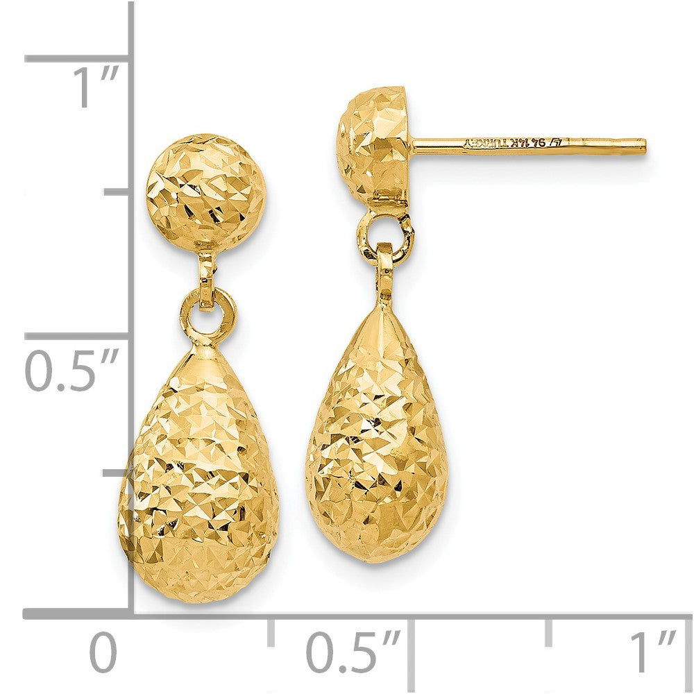 Gold Diamond Cut Post Dangle Earrings - Model 22J - Charlie & Co. Jewelry
