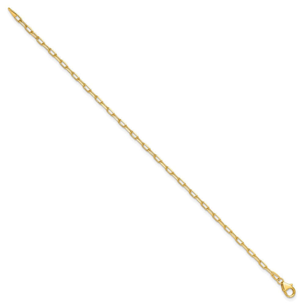 Gold Leslie's 14k 2.2mm 7 Inches Solid Beveled D/C Paperclip Chain Bracelet Model-7329-7 - Charlie & Co. Jewelry