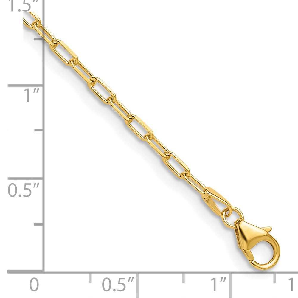 Gold Leslie's 14k 2.2mm 7 Inches Solid Beveled D/C Paperclip Chain Bracelet Model-7329-7 - Charlie & Co. Jewelry