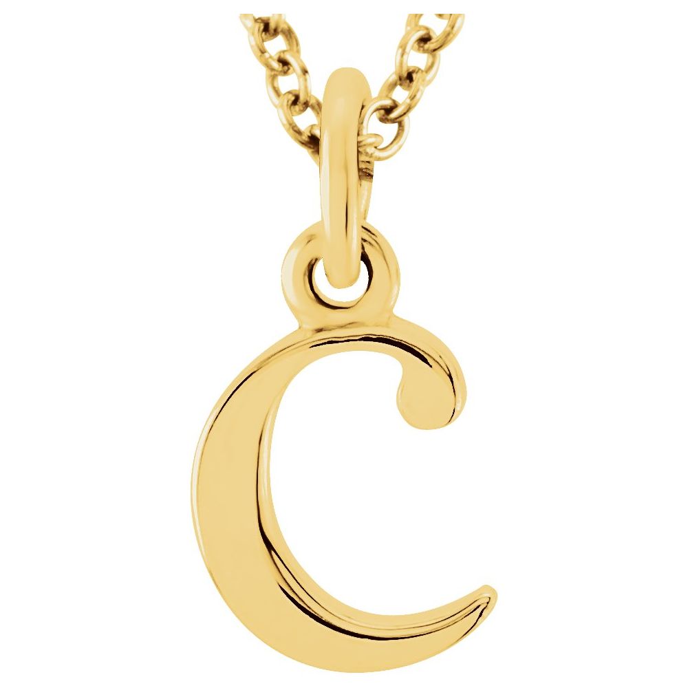 14K Gold Elegant Lowercase 'c' Initial Pendant Necklace-Gold Initial "c" Necklace Charm - Charlie & Co. Jewelry
