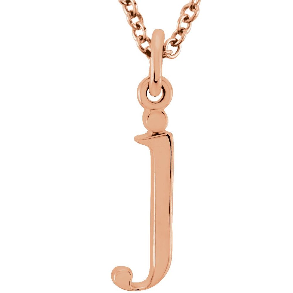 14K Gold Elegant Lowercase 'j' Initial Pendant Necklace-Gold Initial "j" Necklace Charm - Charlie & Co. Jewelry