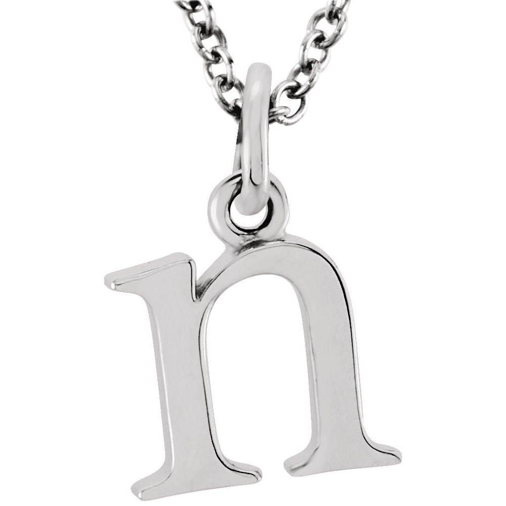 14K Gold Elegant Lowercase 'n' Initial Pendant Necklace-Gold Initial "n" Necklace Charm - Charlie & Co. Jewelry