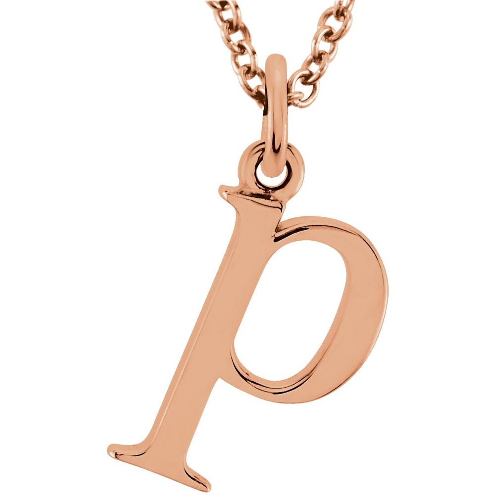 14K Gold Elegant Lowercase 'p' Initial Pendant Necklace-Gold Initial "p" Necklace Charm - Charlie & Co. Jewelry