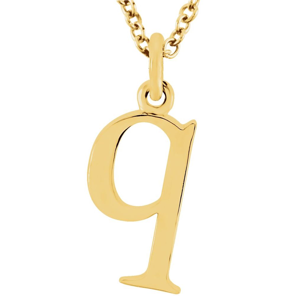 14K Gold Elegant Lowercase 'q' Initial Pendant Necklace-Gold Initial "q" Necklace Charm - Charlie & Co. Jewelry