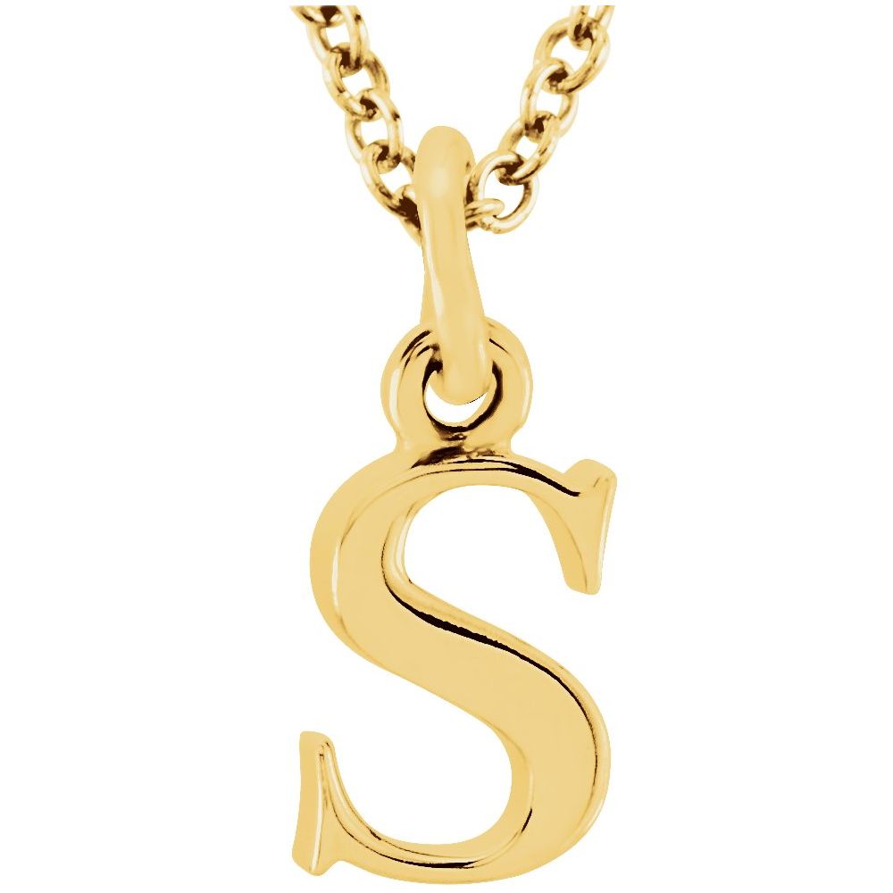 14K Gold Elegant Lowercase 's' Initial Pendant Necklace-Gold Initial "s" Necklace Charm - Charlie & Co. Jewelry
