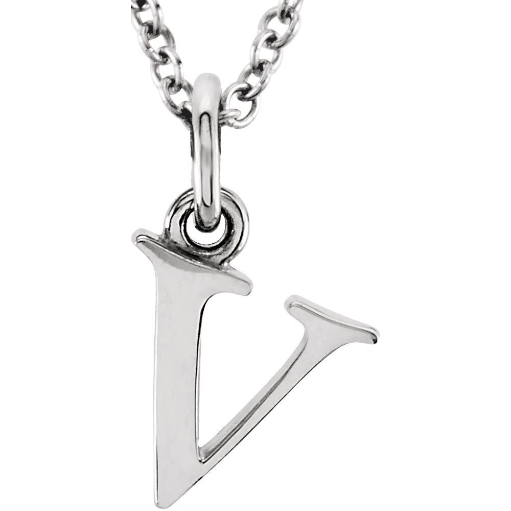 Copy of 14K Gold Elegant Lowercase 'v' Initial Pendant Necklace-Gold Initial "v" Necklace Charm - Charlie & Co. Jewelry