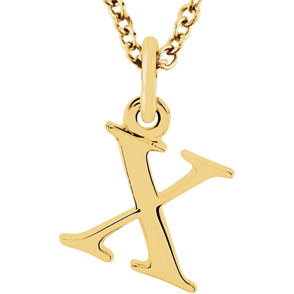 14K Gold Elegant Lowercase 'x' Initial Pendant Necklace-Gold Initial "x" Necklace Charm - Charlie & Co. Jewelry