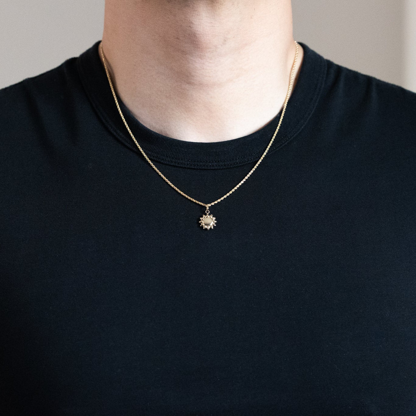 Gold Polished Puffed Sun Pendant - Charlie & Co. Jewelry