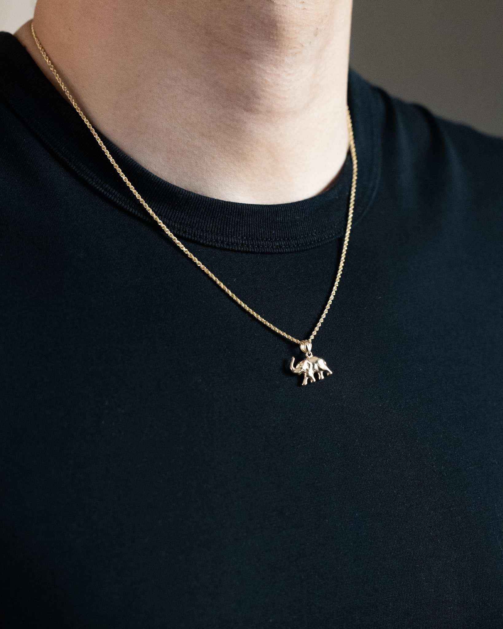 Gold 3D Elephant Pendant - Charlie & Co. Jewelry