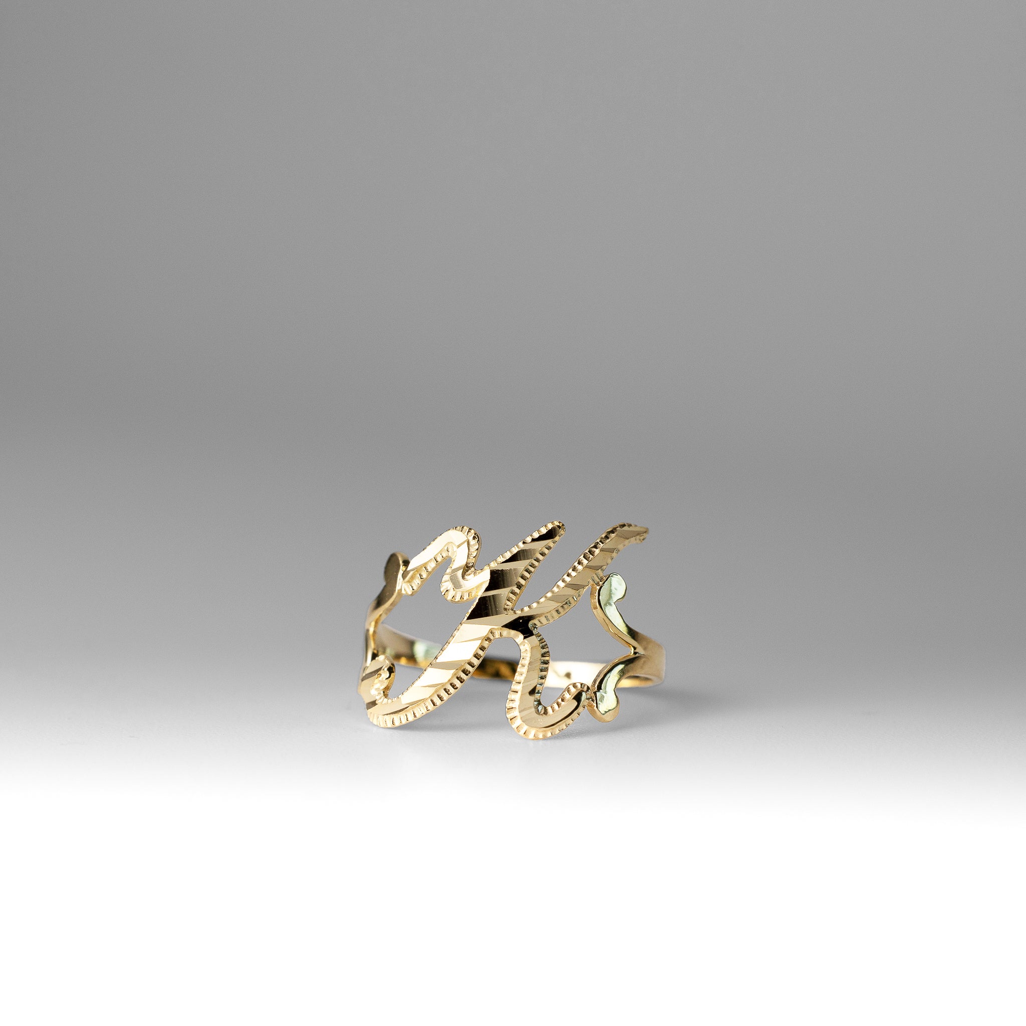 Gold Cursive Initial "K" Ring - Charlie & Co. Jewelry