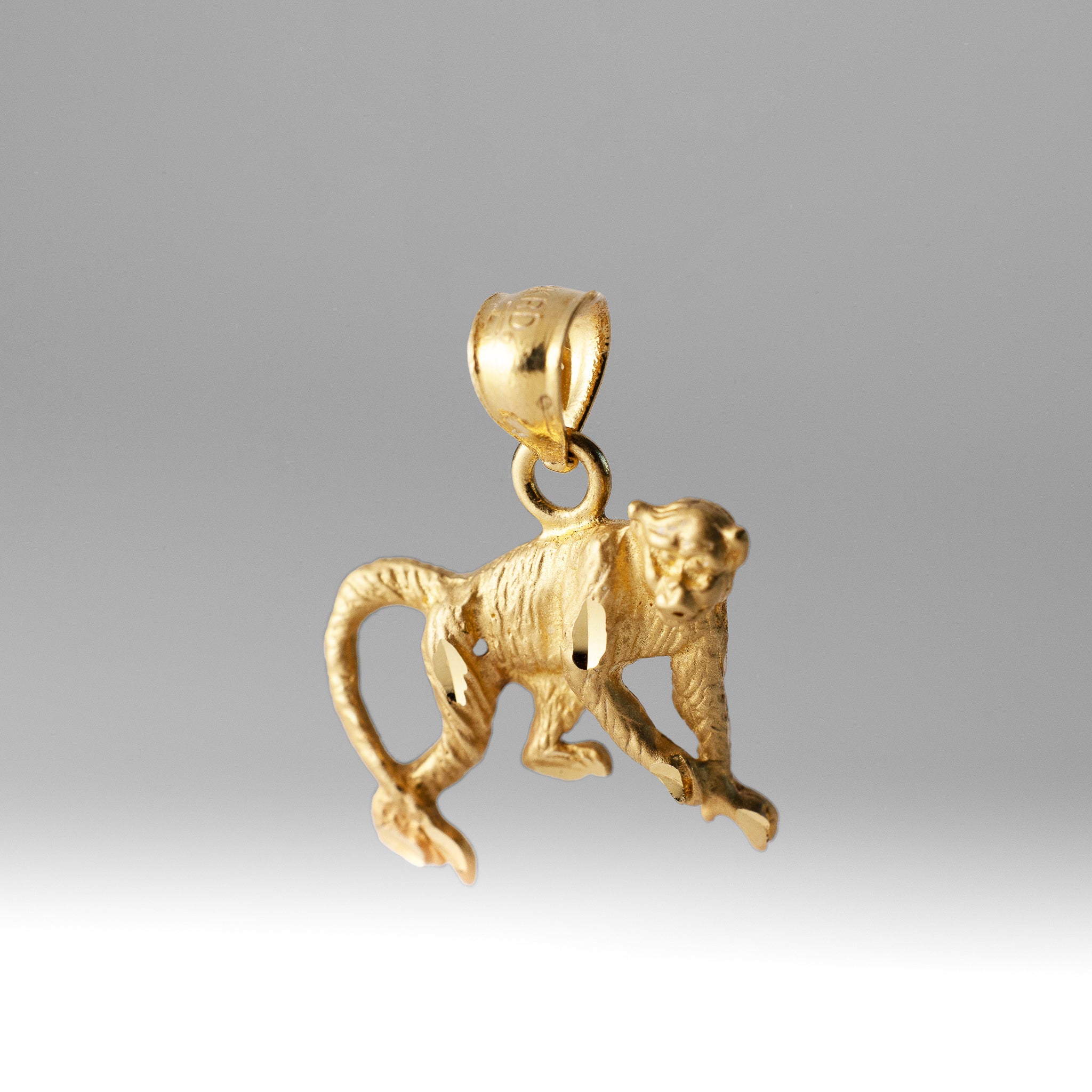 Gold Diamond-cut Monkey Pendant - Charlie & Co. Jewelry