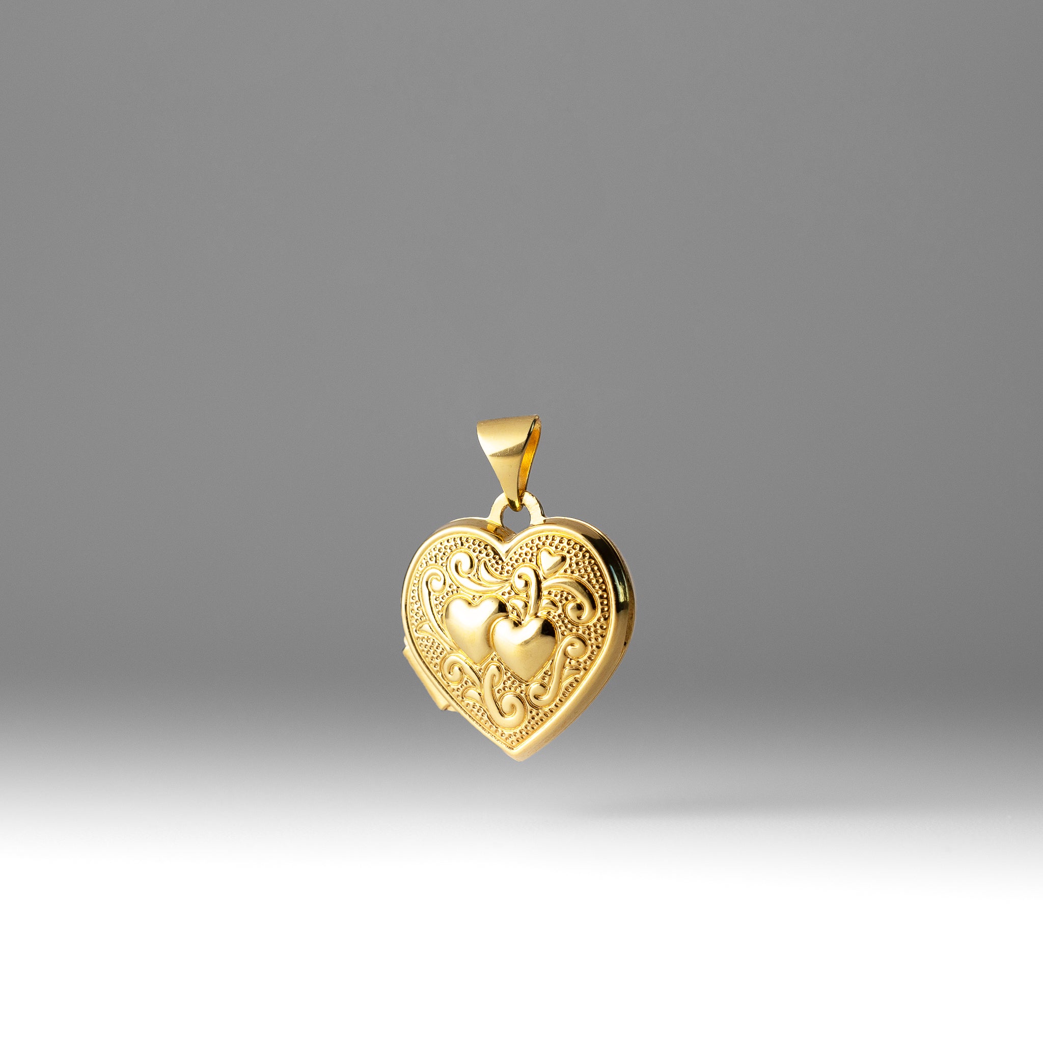 Gold Double Heart Locket Pendant - Model XL202 - Charlie & Co. Jewelry