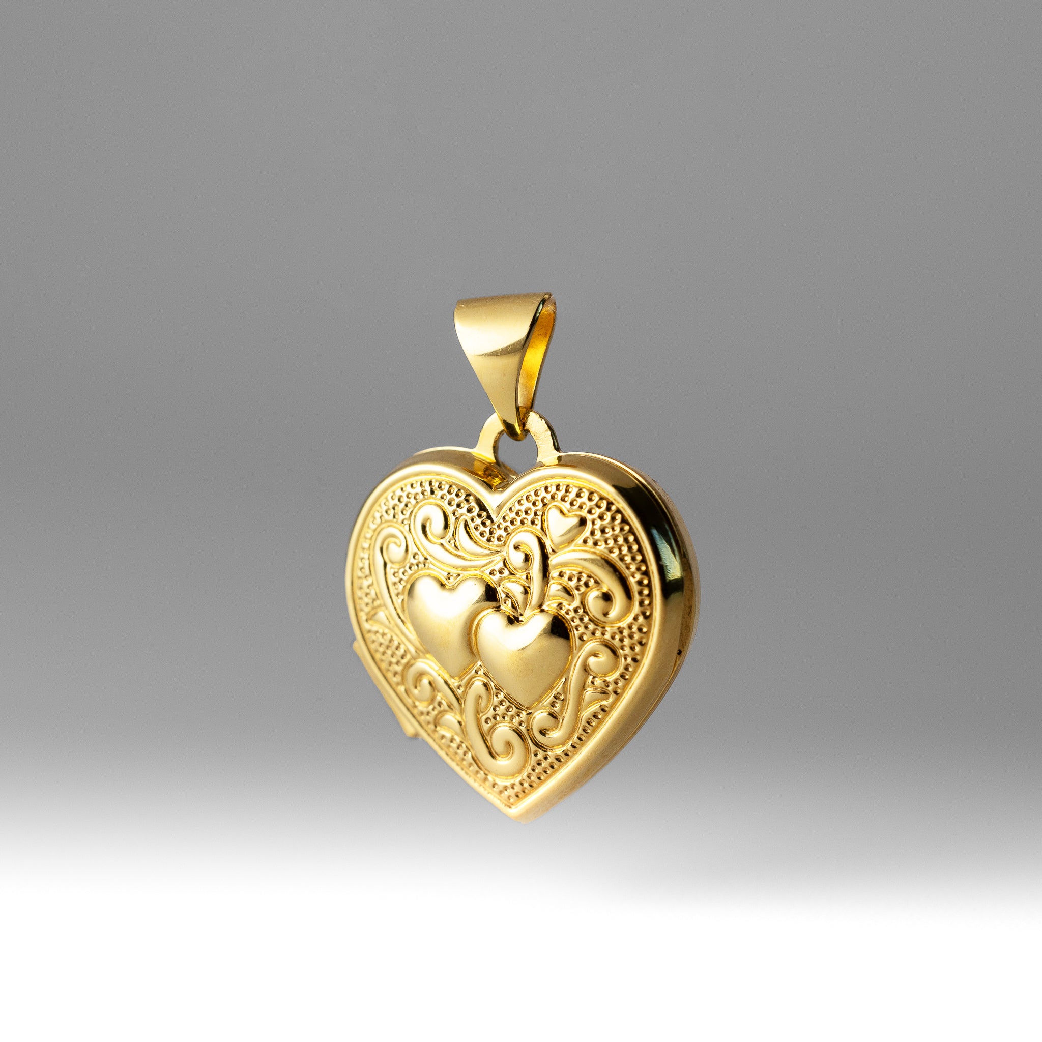 Gold Double Heart Locket Pendant - Model XL202 - Charlie & Co. Jewelry