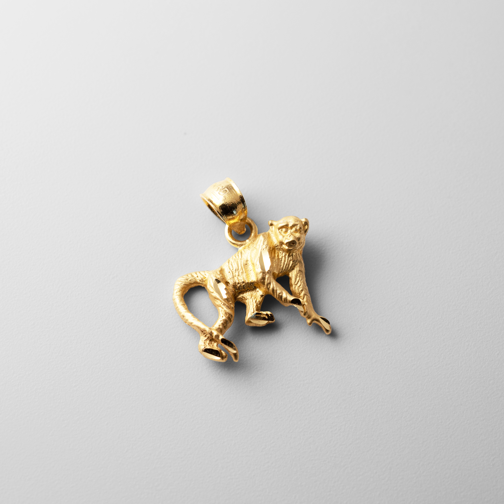 Gold Diamond-cut Monkey Pendant - Charlie & Co. Jewelry