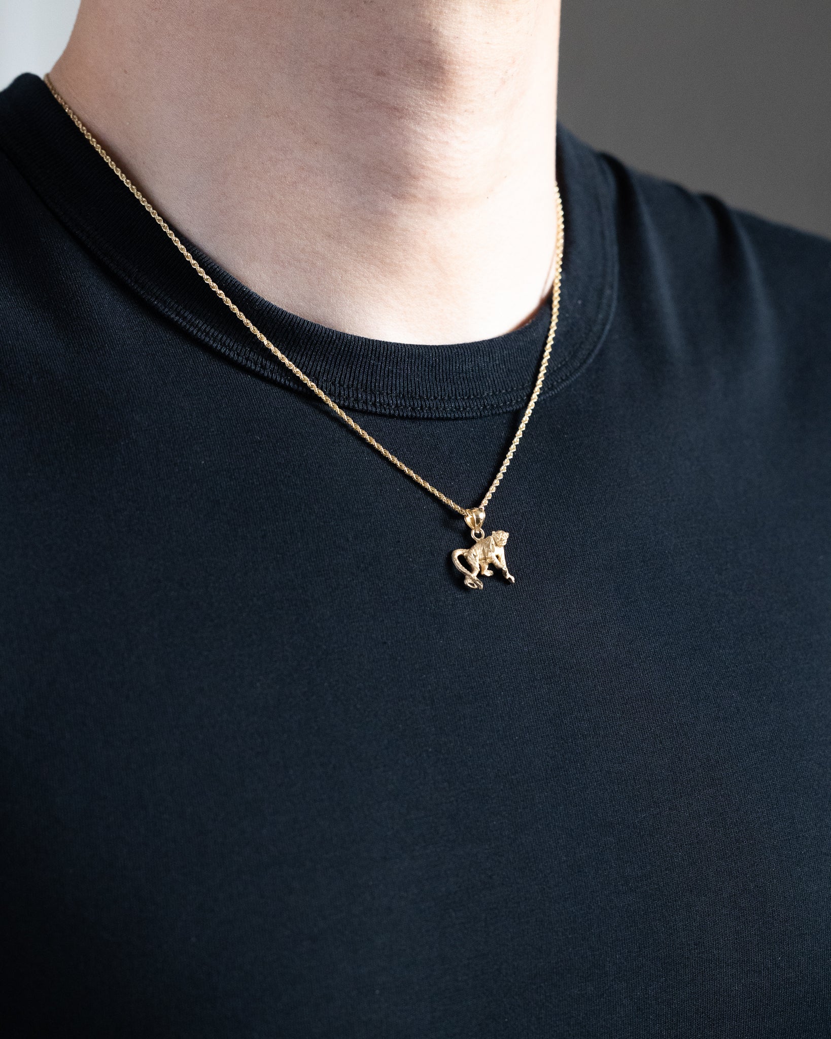 Gold Diamond-cut Monkey Pendant - Charlie & Co. Jewelry
