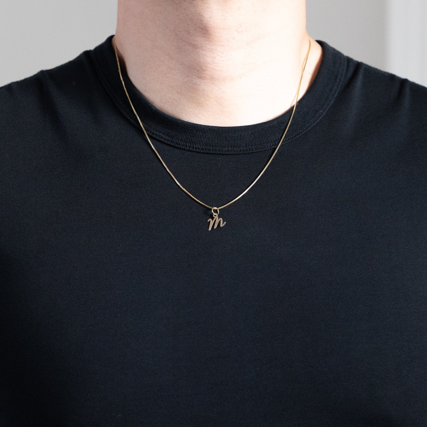 Gold Script Letter "M" Small Initial Pendant - Model XNA1467Y - Charlie & Co. Jewelry
