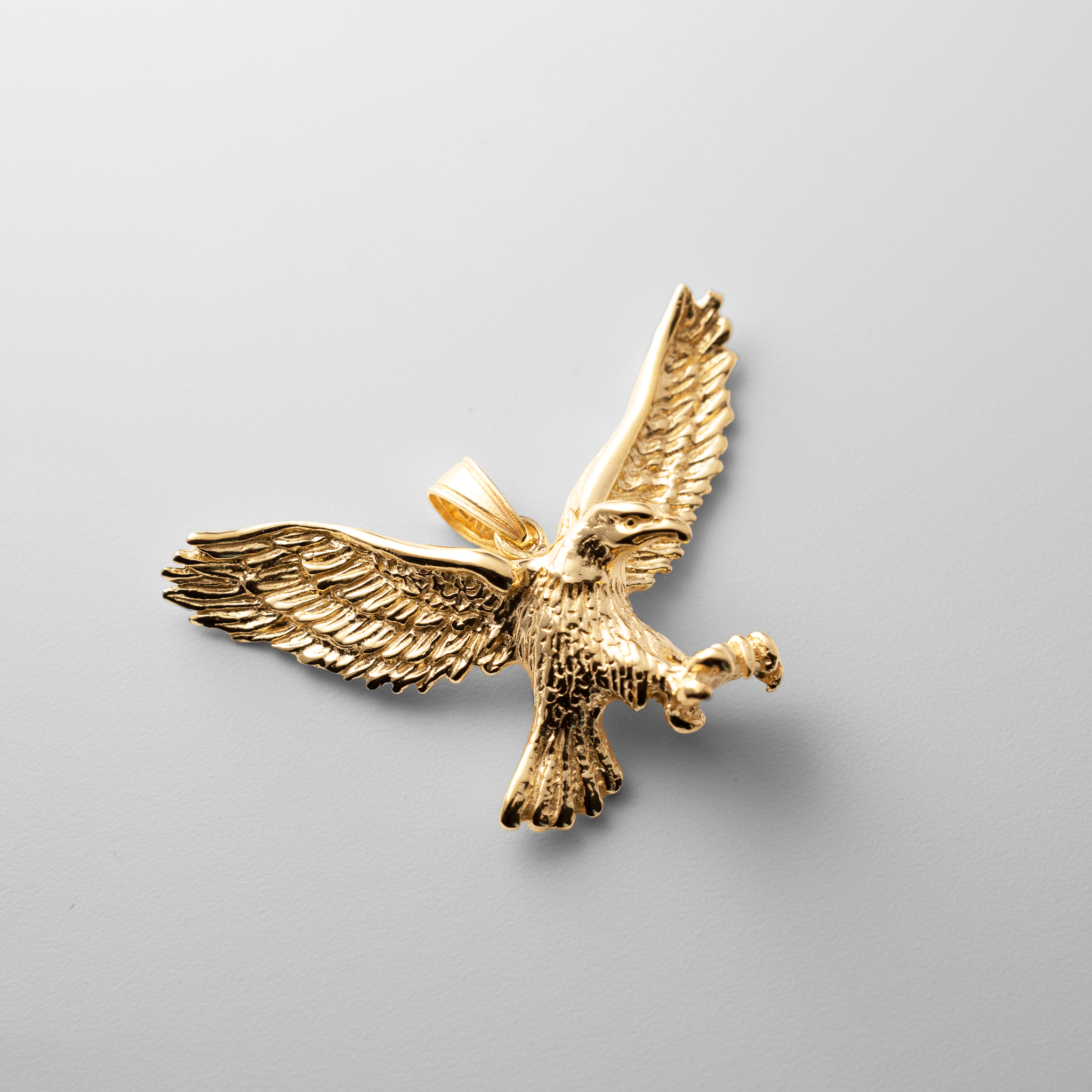 Gold Large Hunting Eagle Pendant - Model K3282 - Charlie & Co. Jewelry