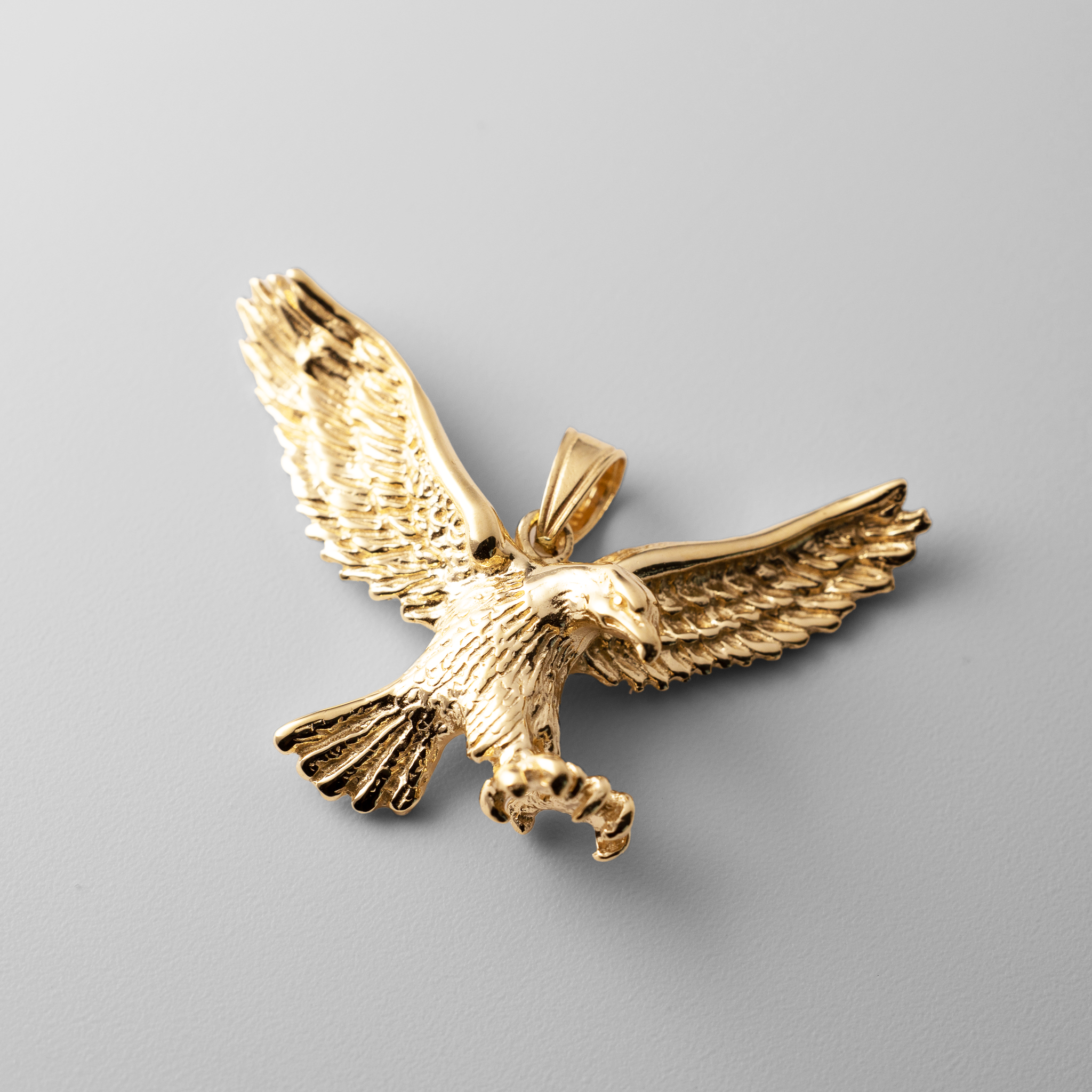 Gold Large Hunting Eagle Pendant - Model K3282 - Charlie & Co. Jewelry