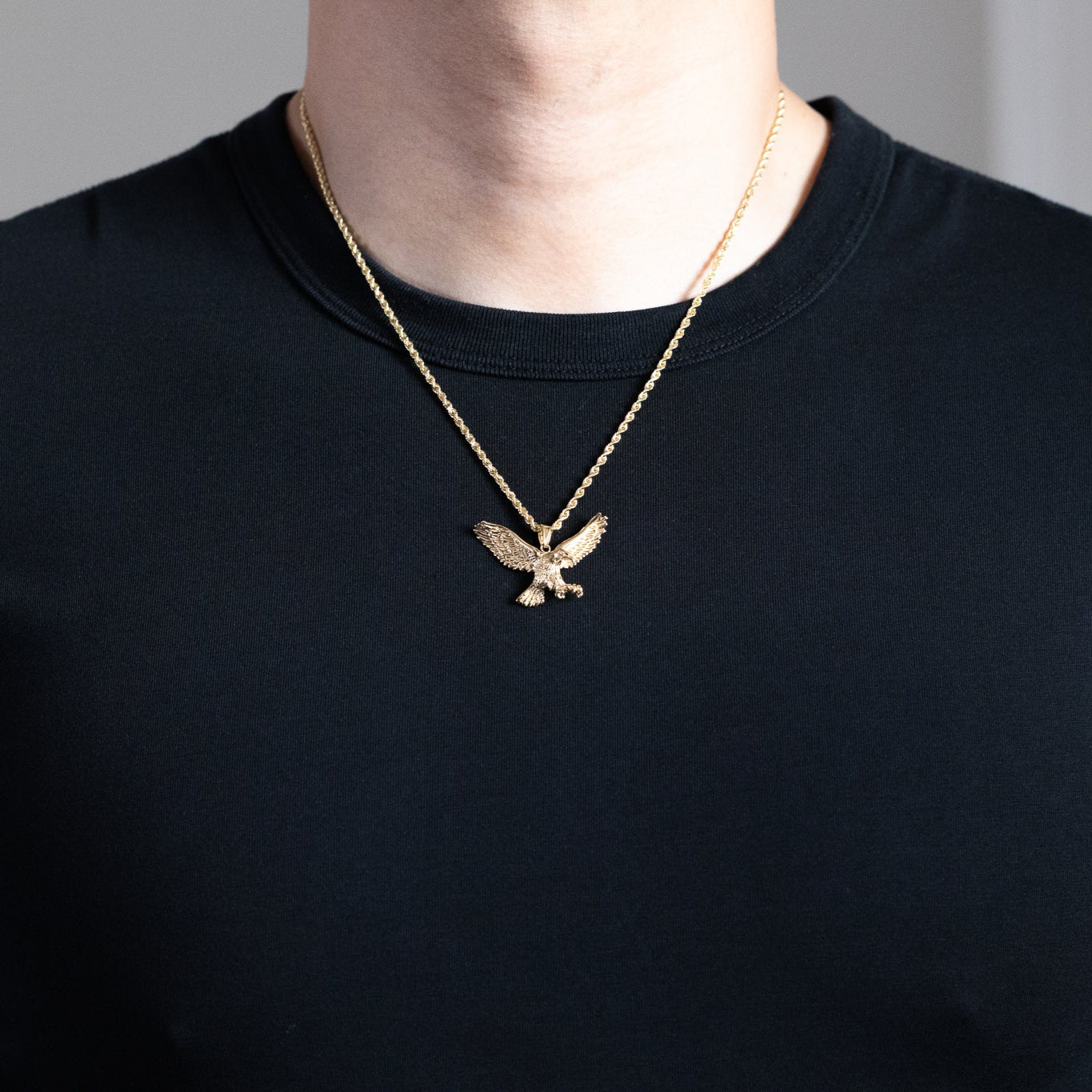 Gold Large Hunting Eagle Pendant - Model K3282 - Charlie & Co. Jewelry
