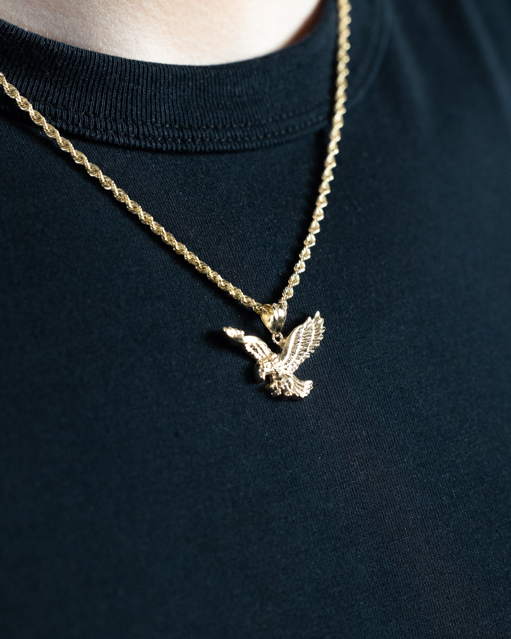Gold Large Eagle Pendant - Charlie & Co. Jewelry