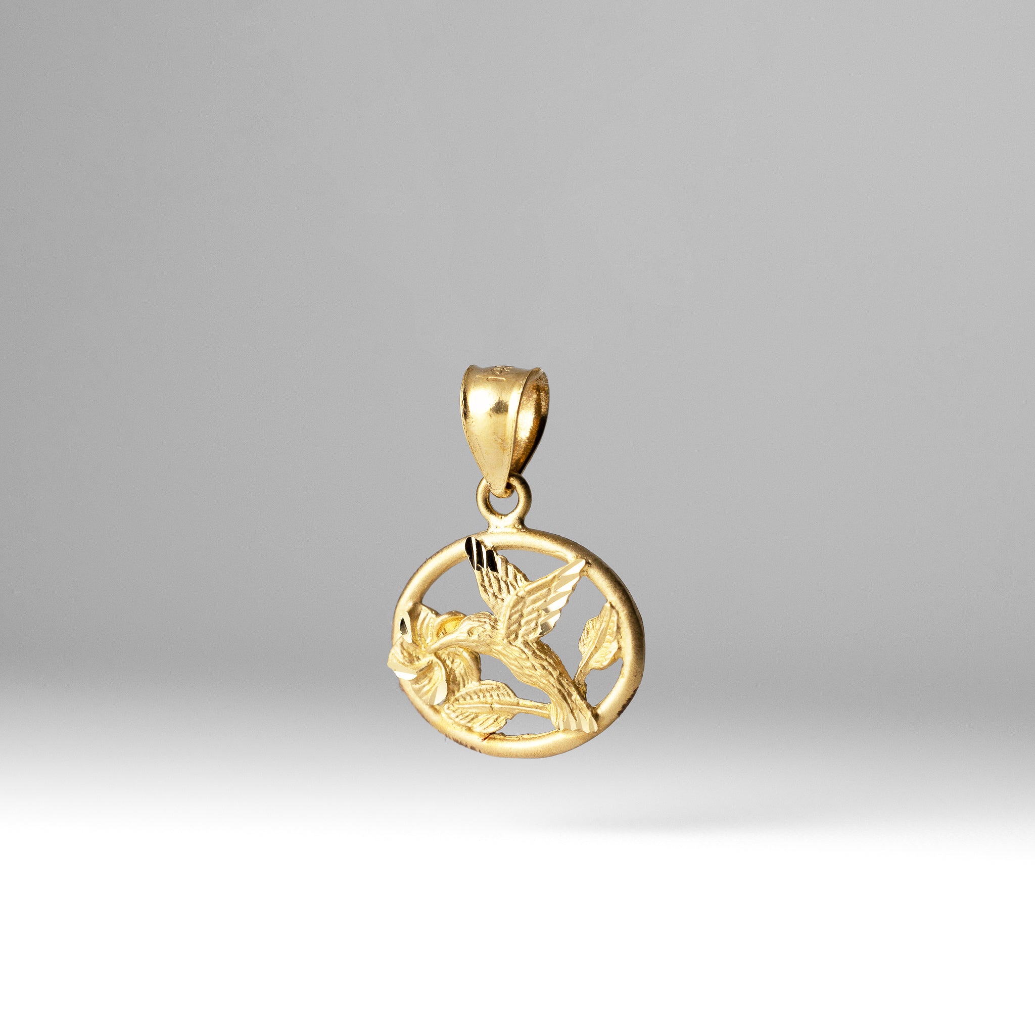 Gold Diamond-cut Brushed Hummingbird Pendant - Model C4720 - Charlie & Co. Jewelry