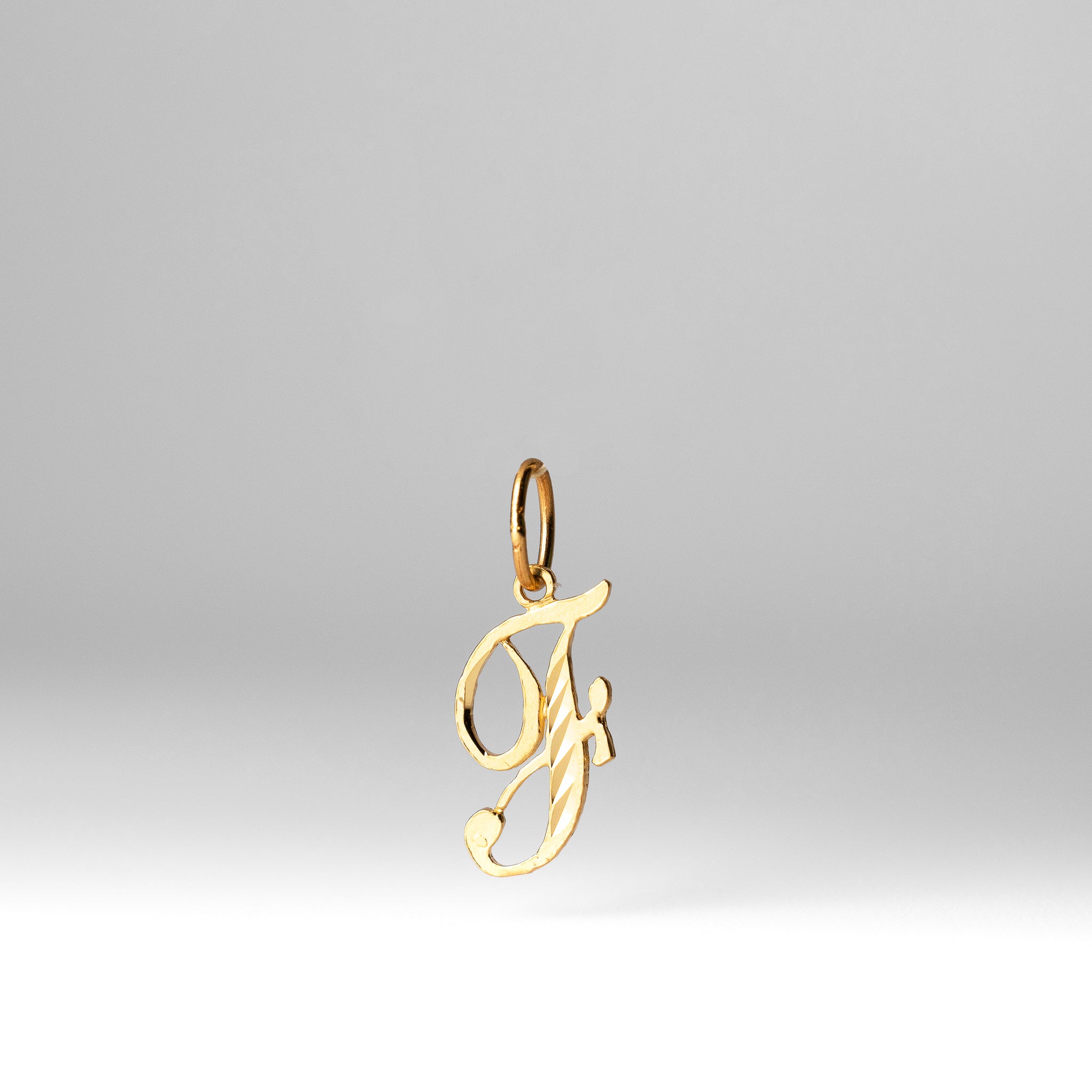 Gold Cursive Letter F Pendant | A-Z Pendants - Charlie & Co. Jewelry