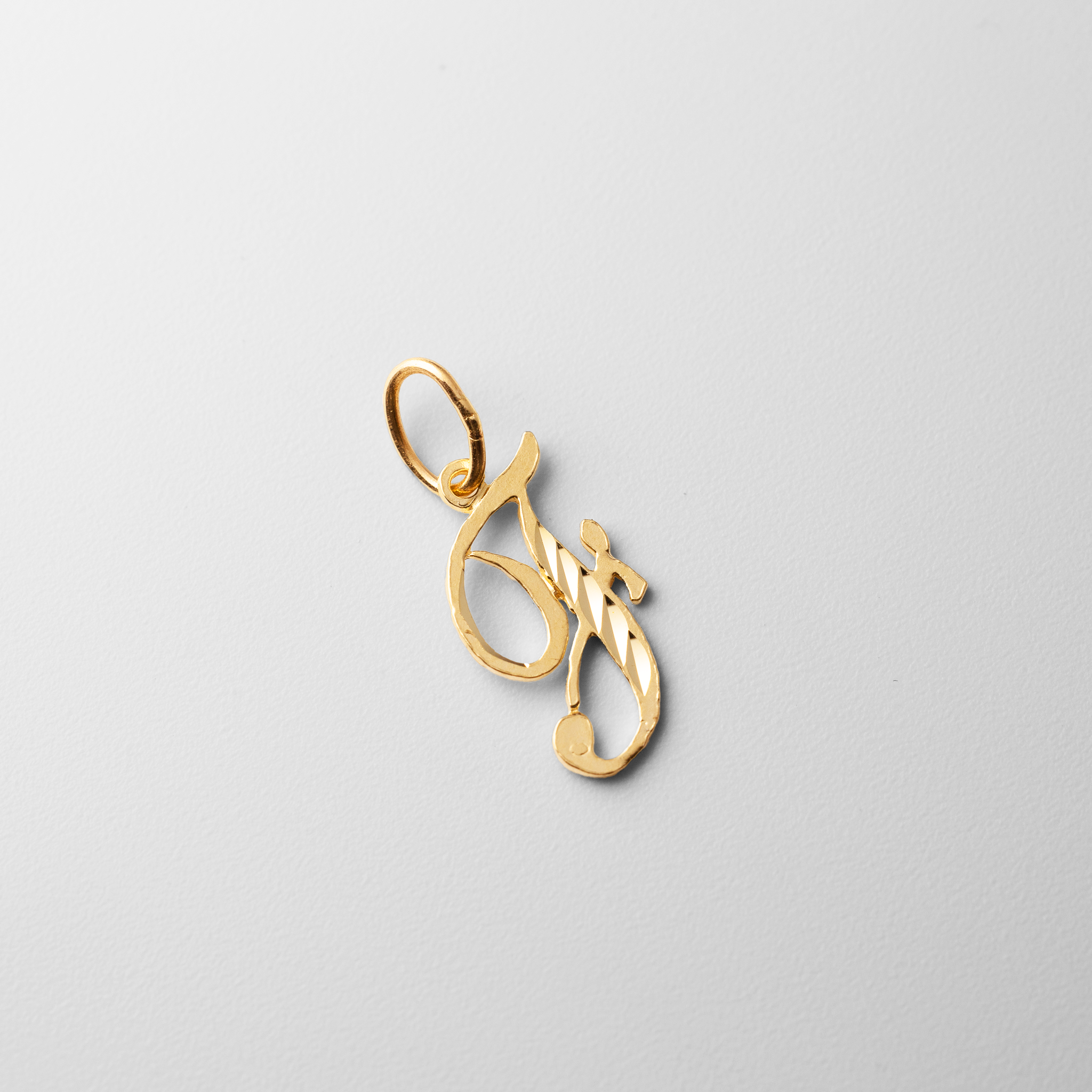 Gold Cursive Letter F Pendant | A-Z Pendants - Charlie & Co. Jewelry