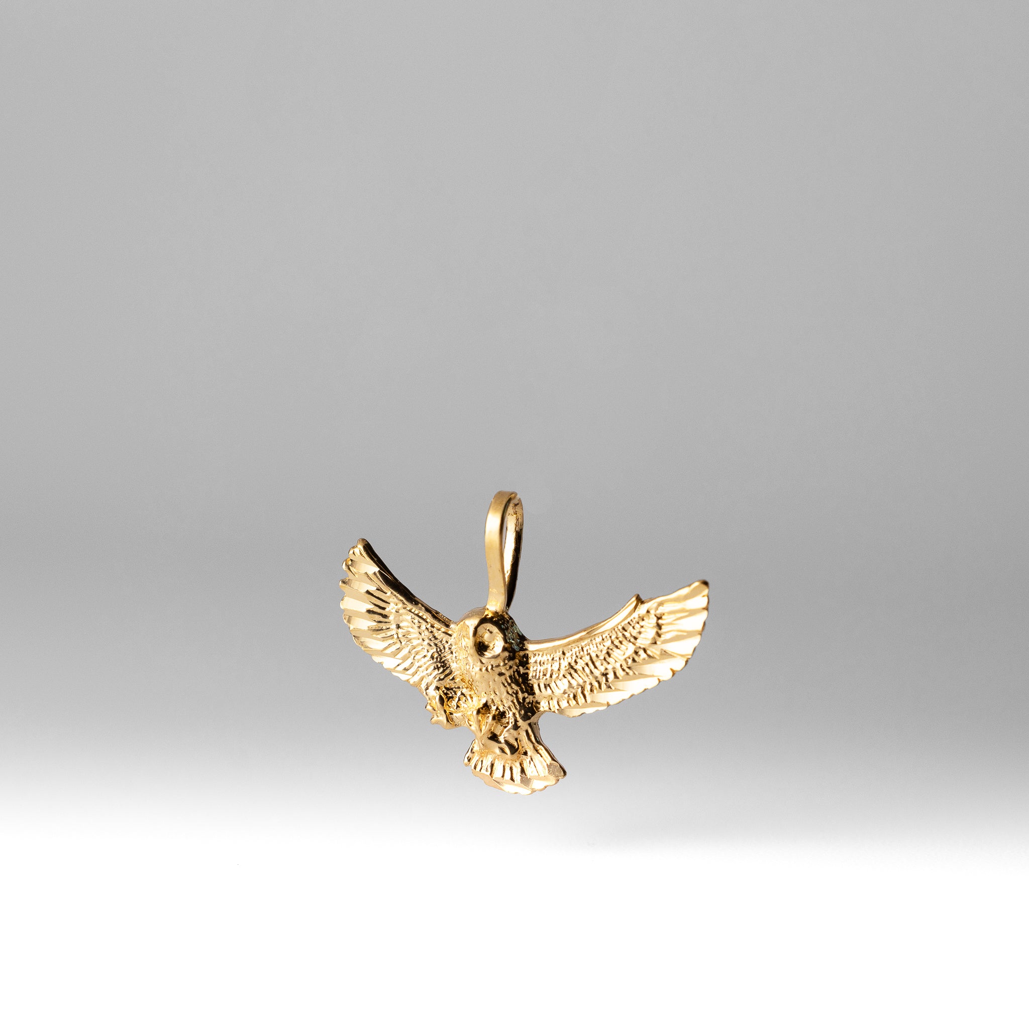 Gold Flying Owl Pendant - Model 2349 - Charlie & Co. Jewelry