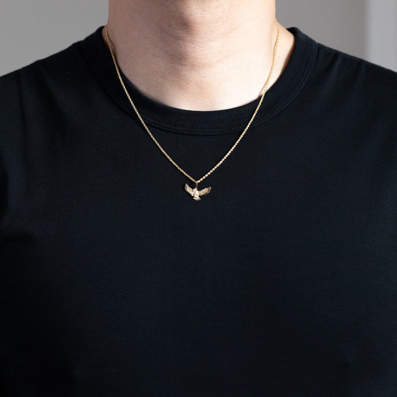 Gold Flying Owl Pendant - Model 2349 - Charlie & Co. Jewelry