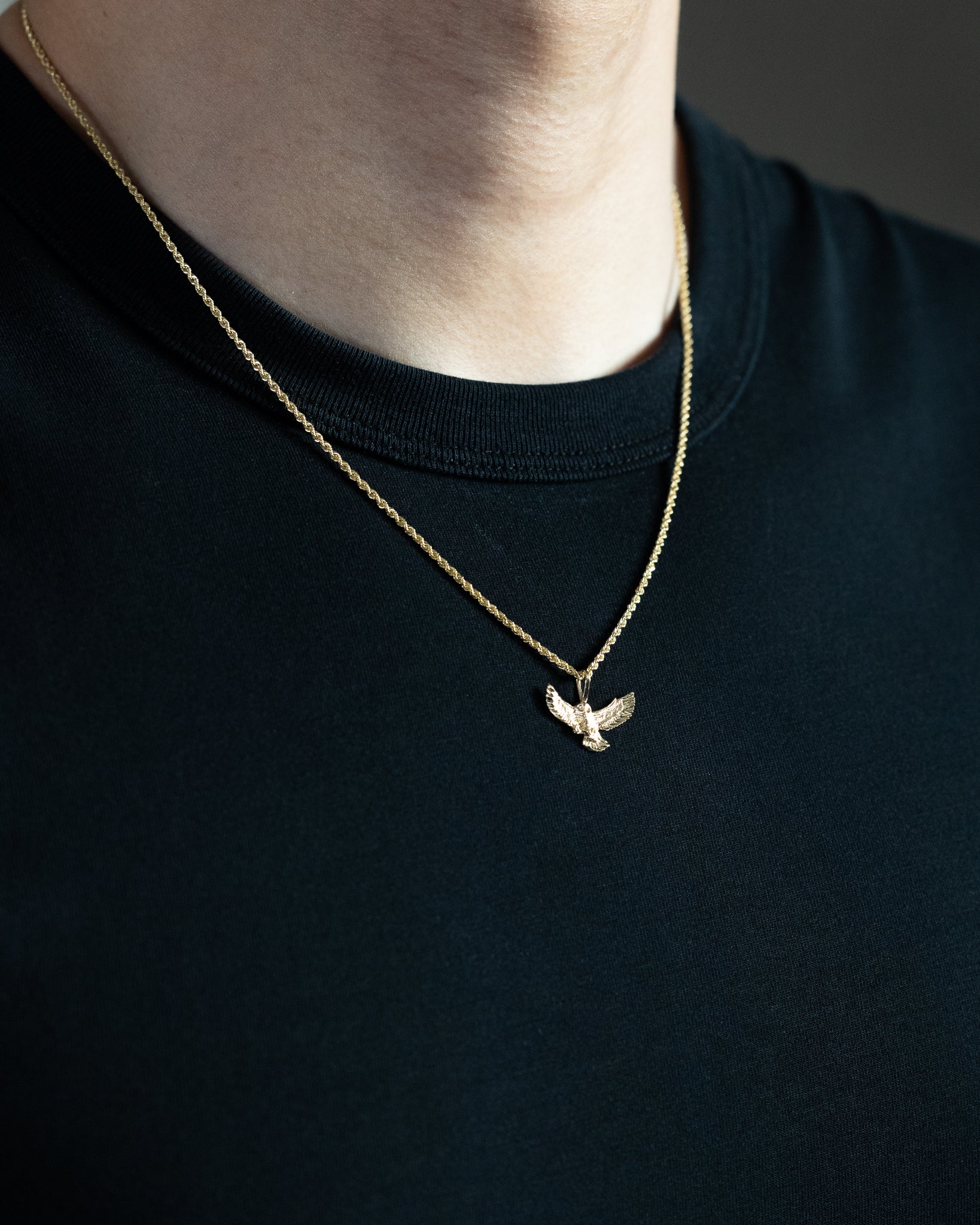 Gold Flying Owl Pendant - Model 2349 - Charlie & Co. Jewelry