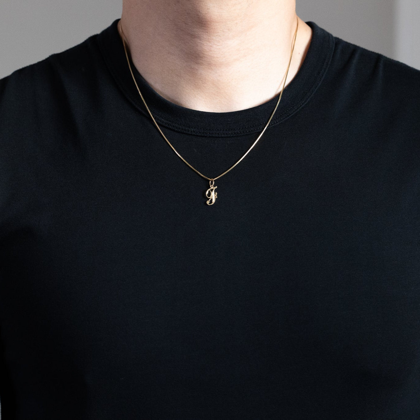 Gold Cursive Letter F Pendant | A-Z Pendants - Charlie & Co. Jewelry