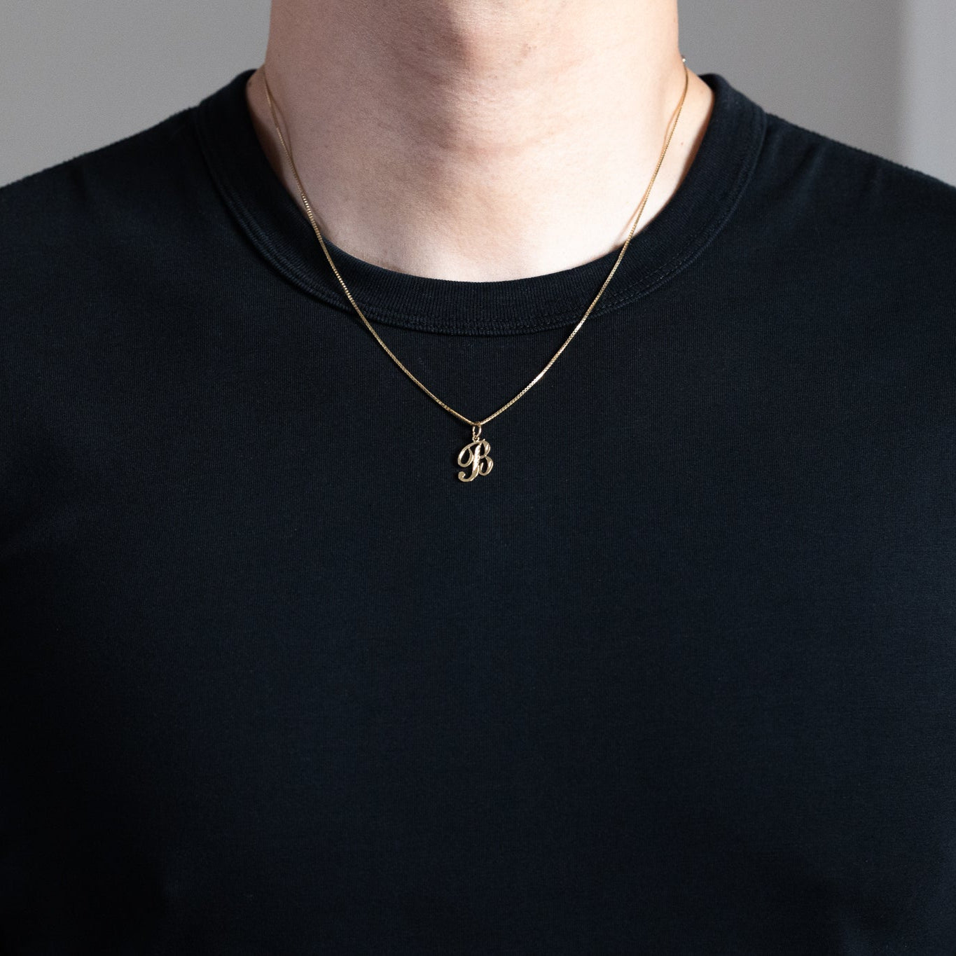 Gold Cursive Letter B Pendant | A-Z Pendants - Charlie & Co. Jewelry