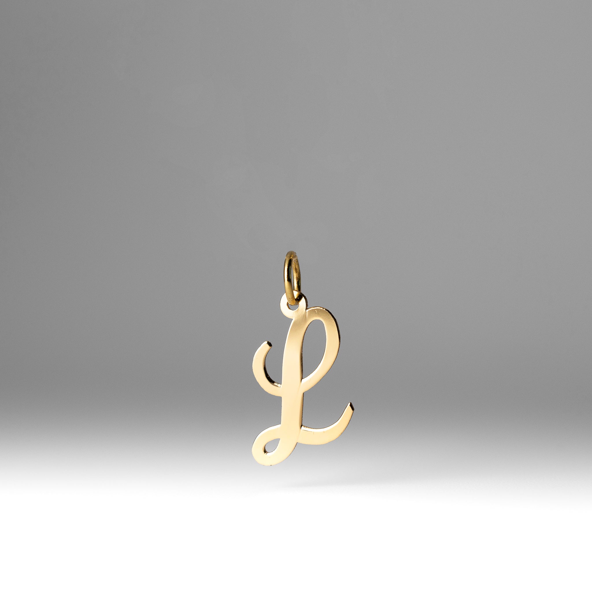 Gold Script Letter "L" Medium Initial Pendant - Model YC660L - Charlie & Co. Jewelry