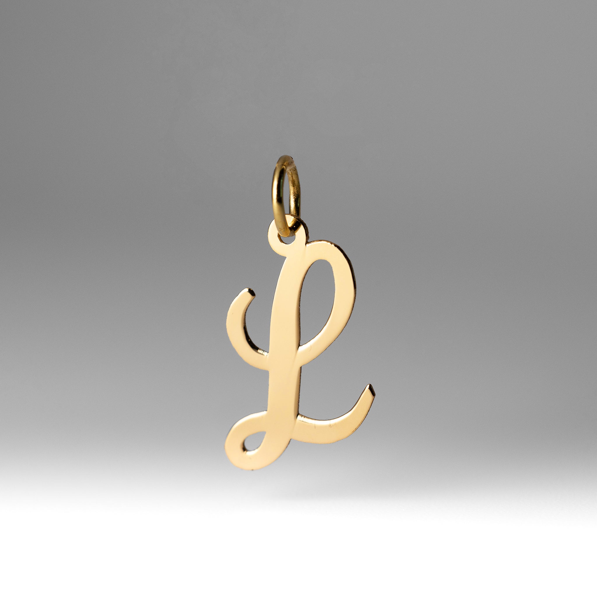 Gold Script Letter "L" Medium Initial Pendant - Model YC660L - Charlie & Co. Jewelry