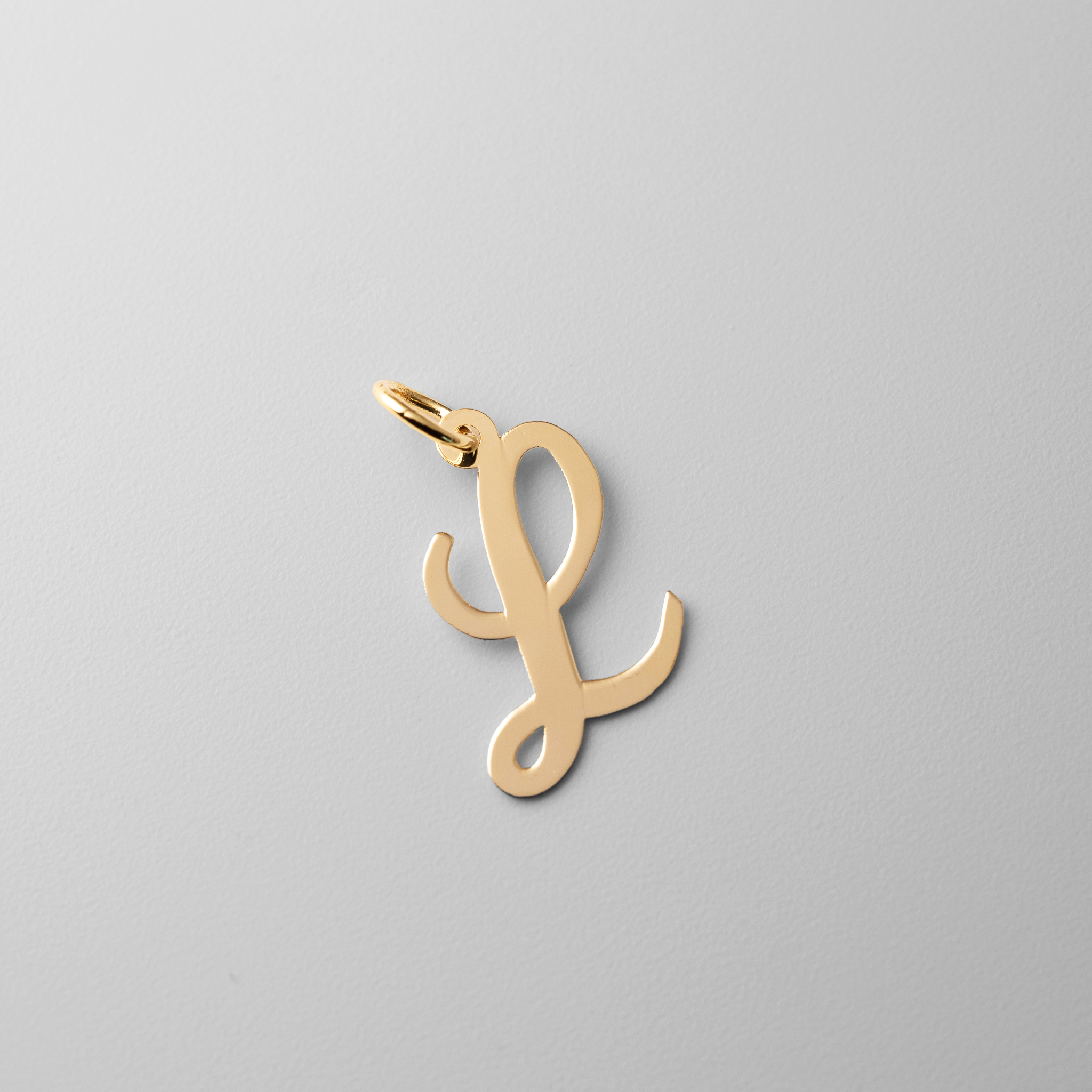 Gold Script Letter "L" Medium Initial Pendant - Model YC660L - Charlie & Co. Jewelry