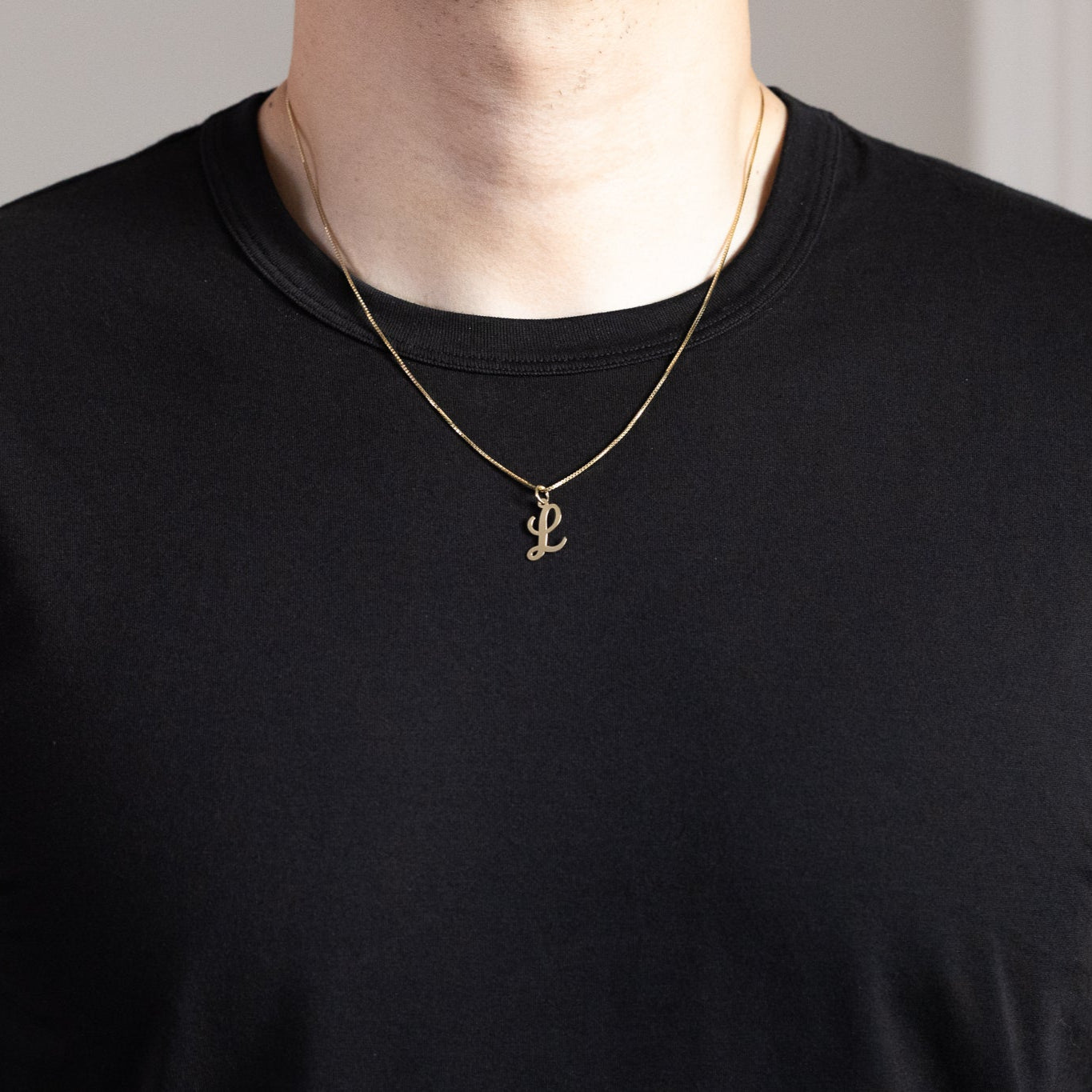 Gold Script Letter "L" Medium Initial Pendant - Model YC660L - Charlie & Co. Jewelry