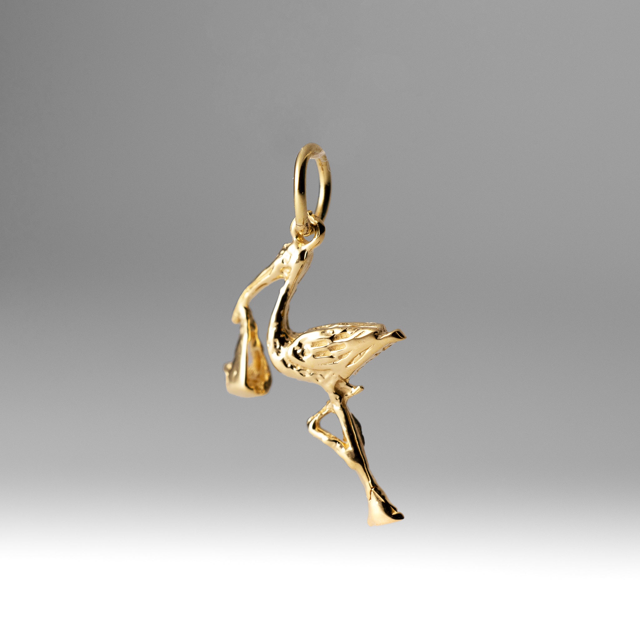 Gold 3D Stork Pendant - Model A7101 - Charlie & Co. Jewelry