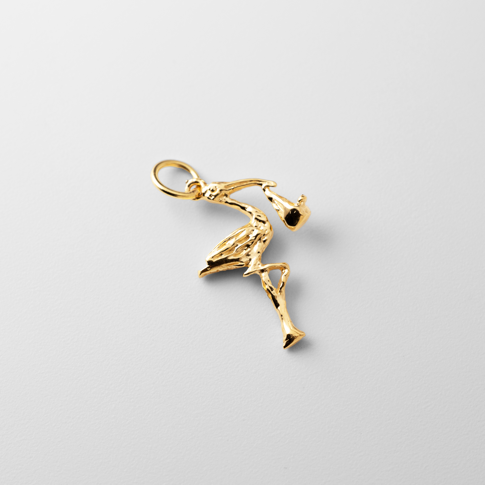 Gold 3D Stork Pendant - Model A7101 - Charlie & Co. Jewelry