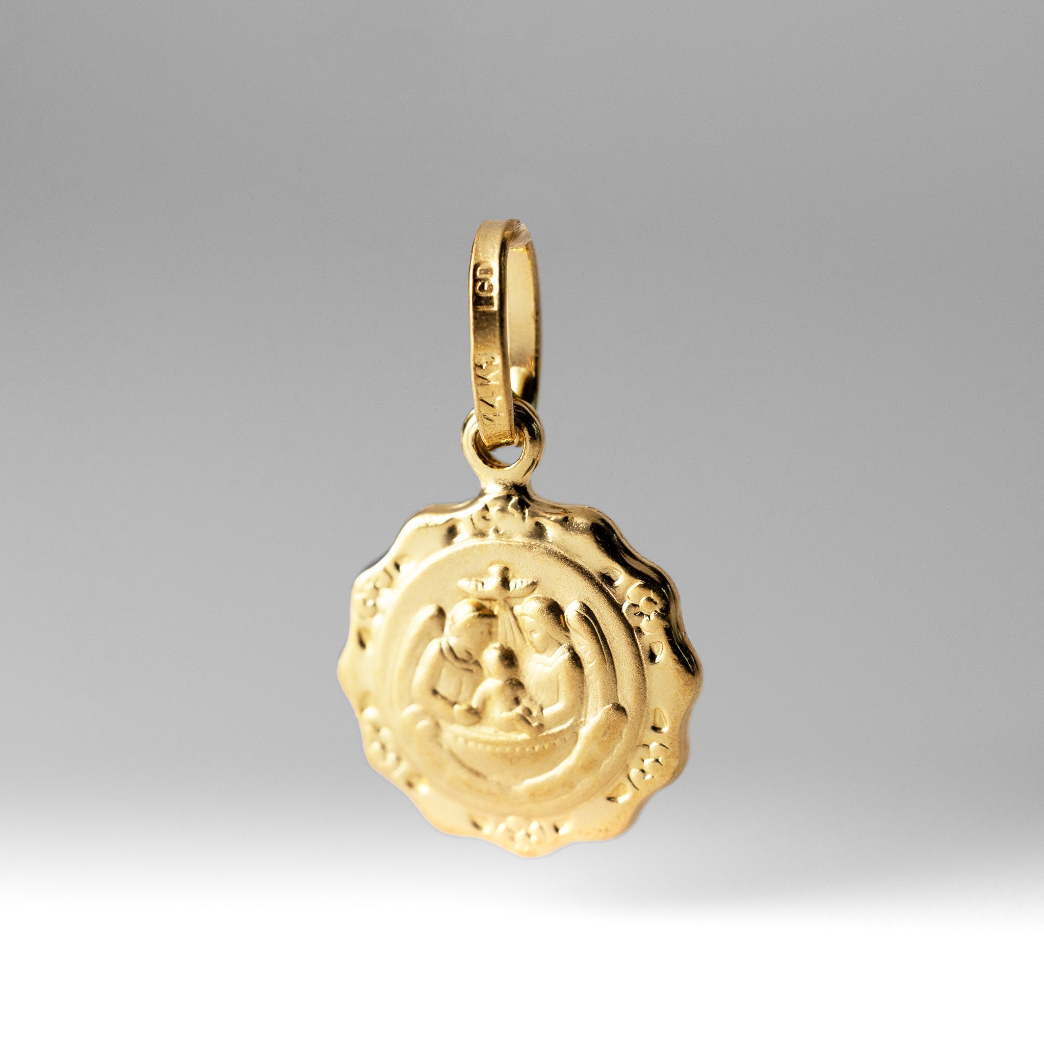 Gold Baptism Medal Religious Pendant - Model 240 - Charlie & Co. Jewelry