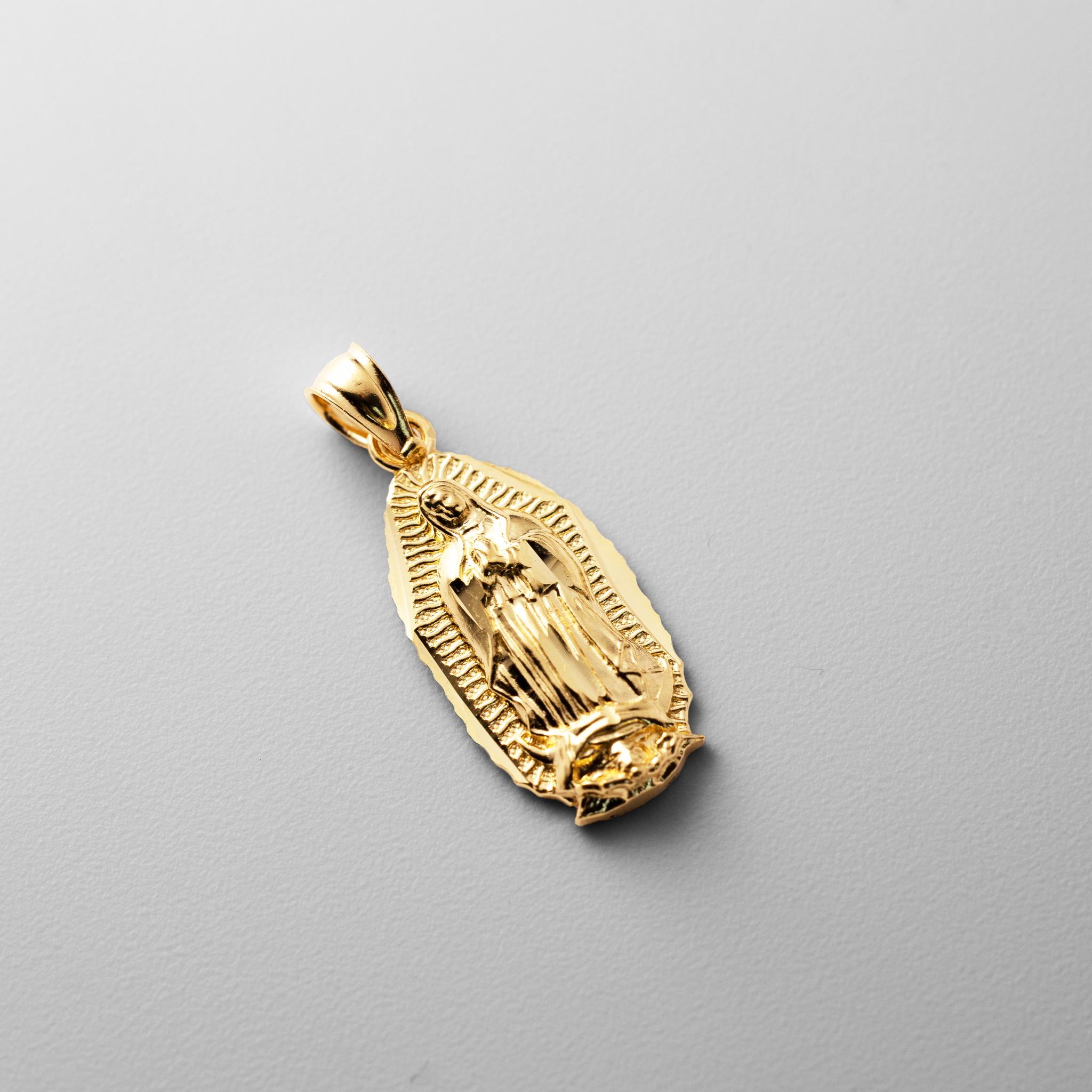 Gold Small Virgin Mary Pendant - Model 1078 - Charlie & Co. Jewelry