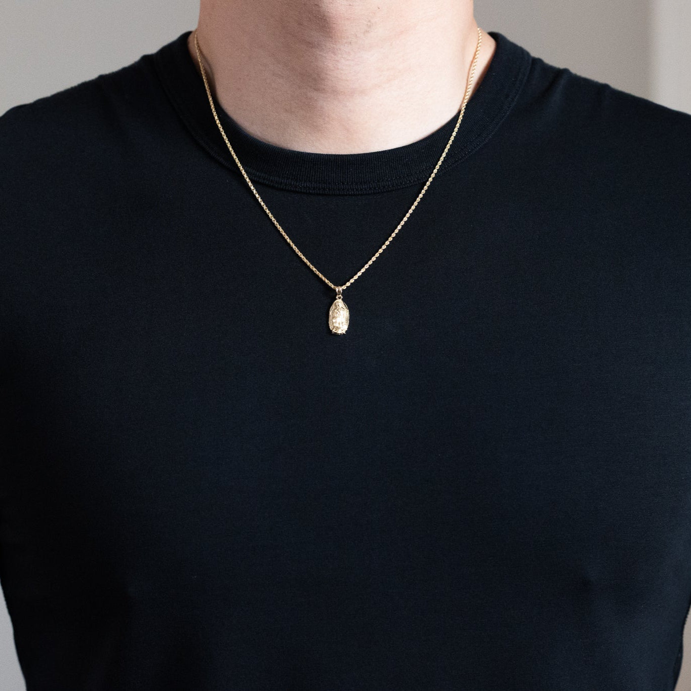 Gold Small Virgin Mary Pendant - Model 1078 - Charlie & Co. Jewelry